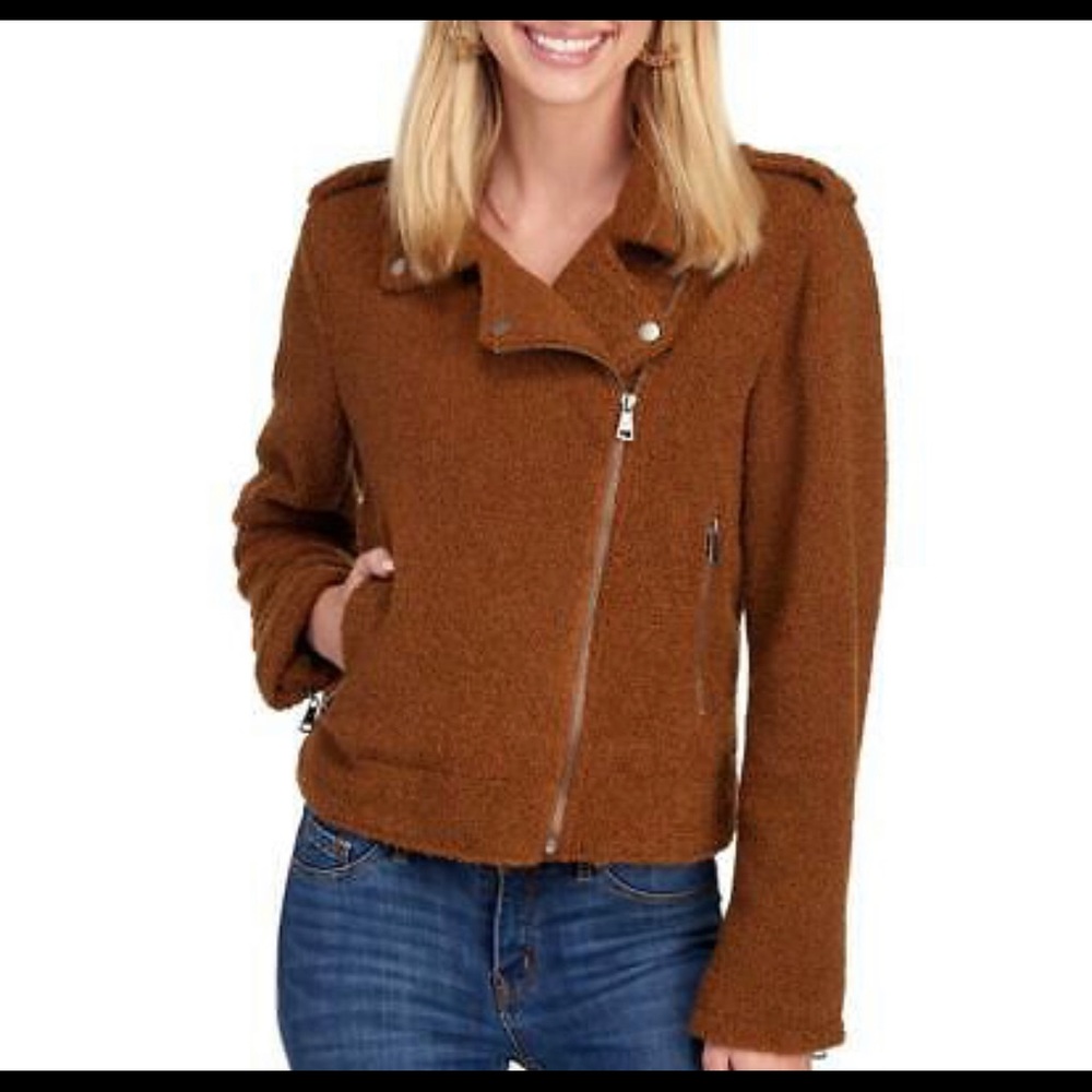Max Studio teddy bear Moto jacket